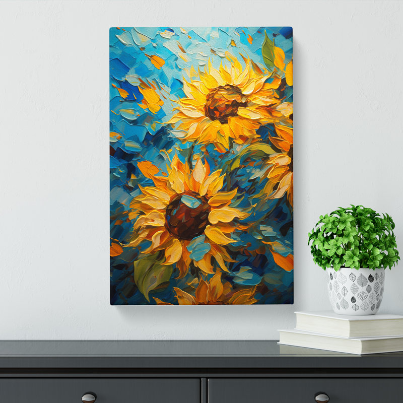 Sunflower Impressionism - Print, 60cm H x 40cm W x 3cm D