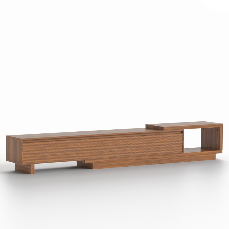 78.74" Modern Asymmetric Tv Stand With Open Storage, Low-Profile Entertainment Center For Tvs Up To 85", Brown