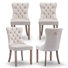 Velvet Fabric Upholstered Dining Chairs Set of 4,Beige