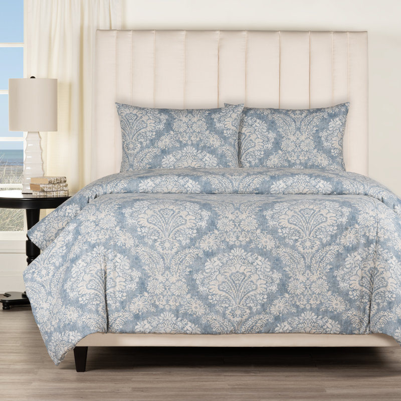Birch Lane Hamilton Denim Farmhouse 7-Piece Duvet Cover Set, Blue Striped, Twin Duvet Cover + 1 Standard Sham