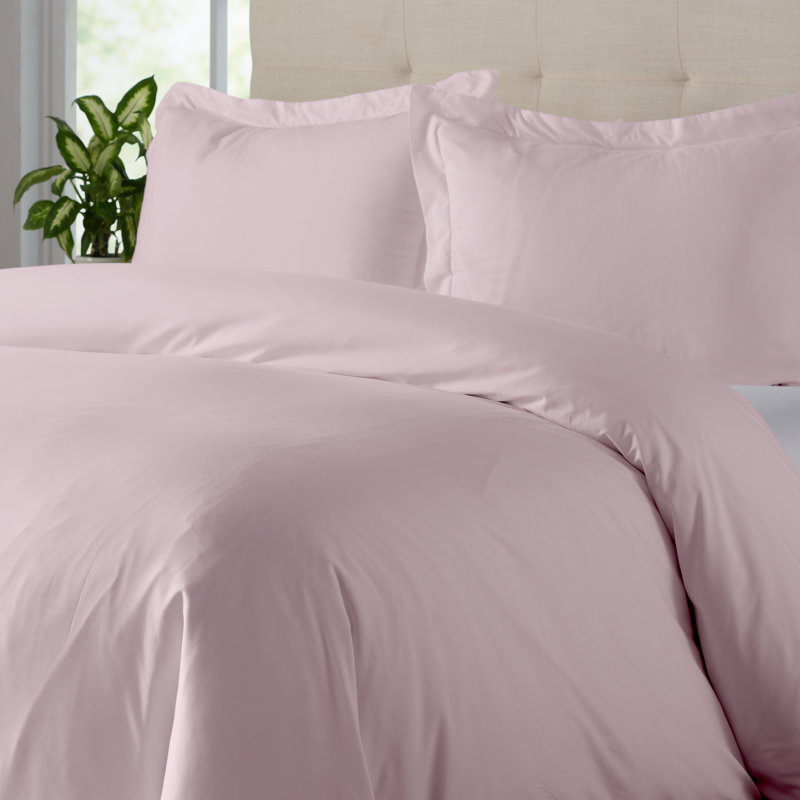 Wayfair Basics® Modern Microfiber Duvet Cover Set, Full/Queen Duvet Cover + 2 Full Shams, Blush