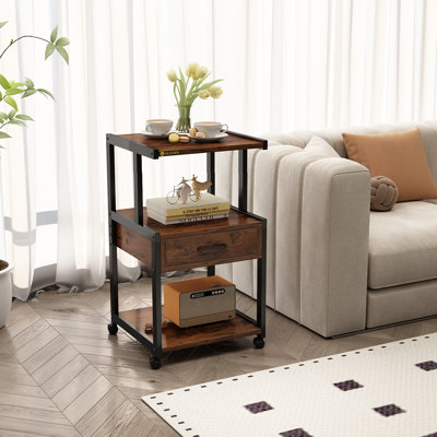 Support pour imprimante à roulettes avec tiroir et tablettes de rangement, poste de travail mobile robuste pour adultes