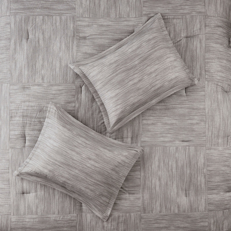 Ensemble d'édredon imprimé 7 pièces gris