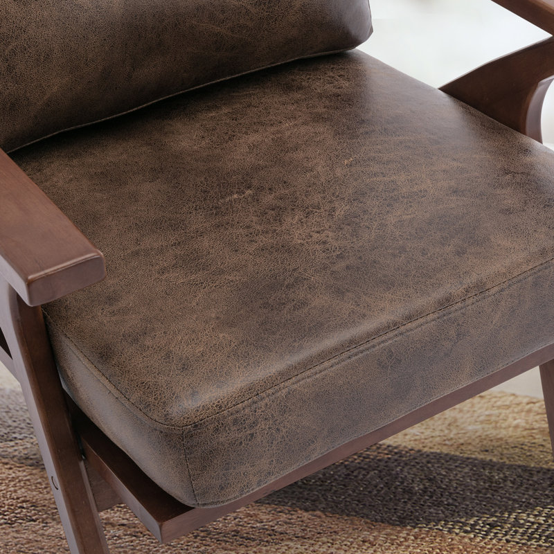Chaise d'appoint Salma, Simili cuir brun foncé