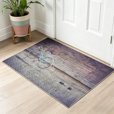 Tapis d'intérieur transparent pour la liberté de la bicyclette avec bois de grange lavable à la machine