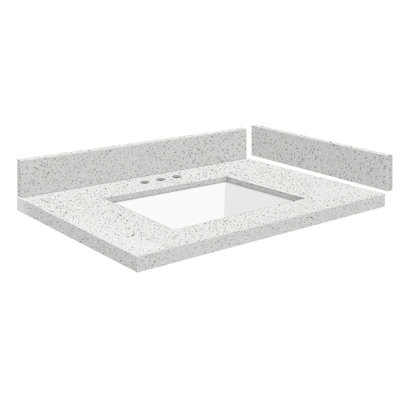 27.75'' Quartz Single Vanity Top with Sink and 3 Faucet Holes -  Transolid, VT27.75x22-1KU-LYR-8