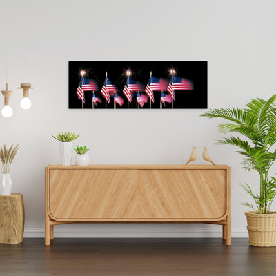 Us Flags And Fireworks Traditional Wall Art