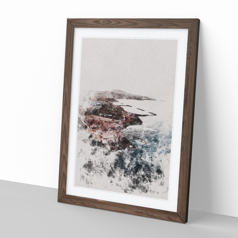 Skyline Of Tenerife In Spain - Single Picture Frame Print on Wood, 65cm H x 48cm W x 2cm D, Walnut Framed