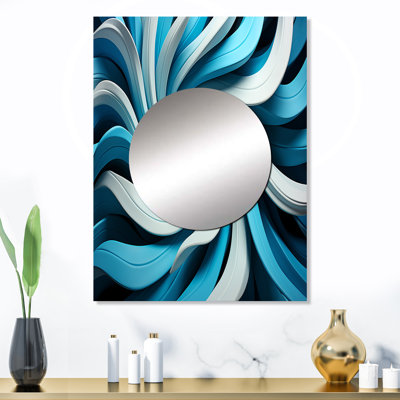 Akerman Op Art Blue Focus VII - miroir mural décoratif Op Art, miroir bleu, impression sur métal