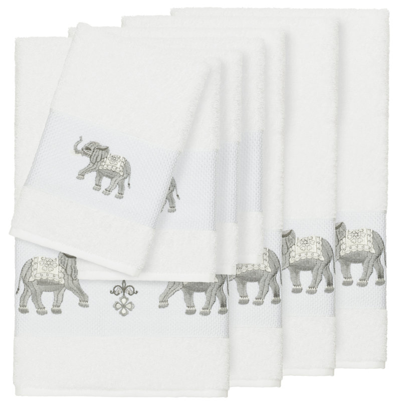 Quinn 100% Turkish Cotton Embellished 8 Piece Towel Set, White