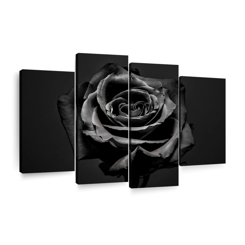 " Black Rose " 4 - Pieces, 27" H x 43" W x 1.25" D