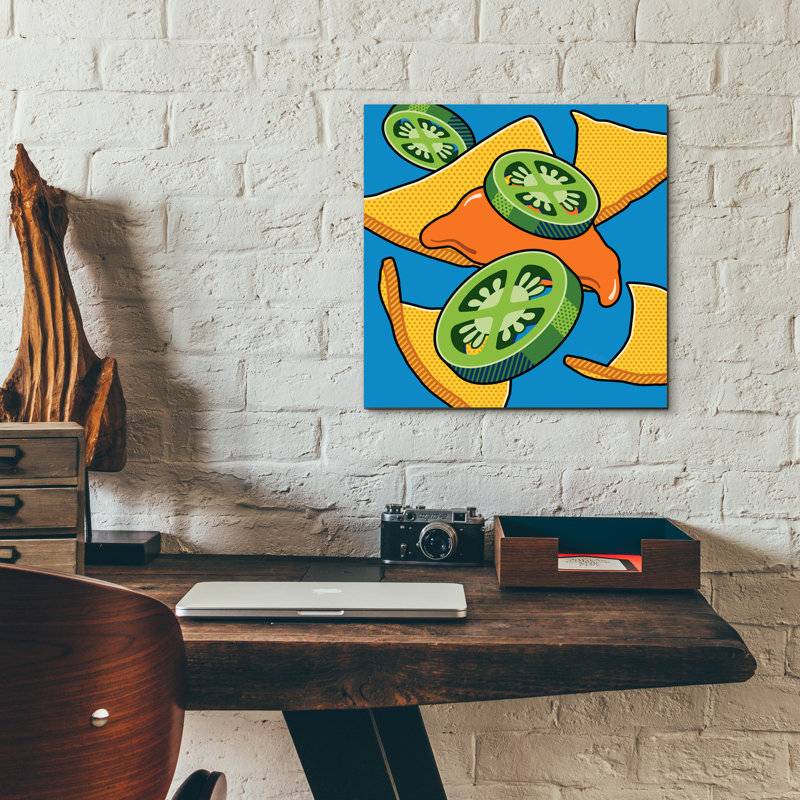 «Nachos With Jalapen ~ os On Blue» par Ron Magnes, H 12 po x l 12 po