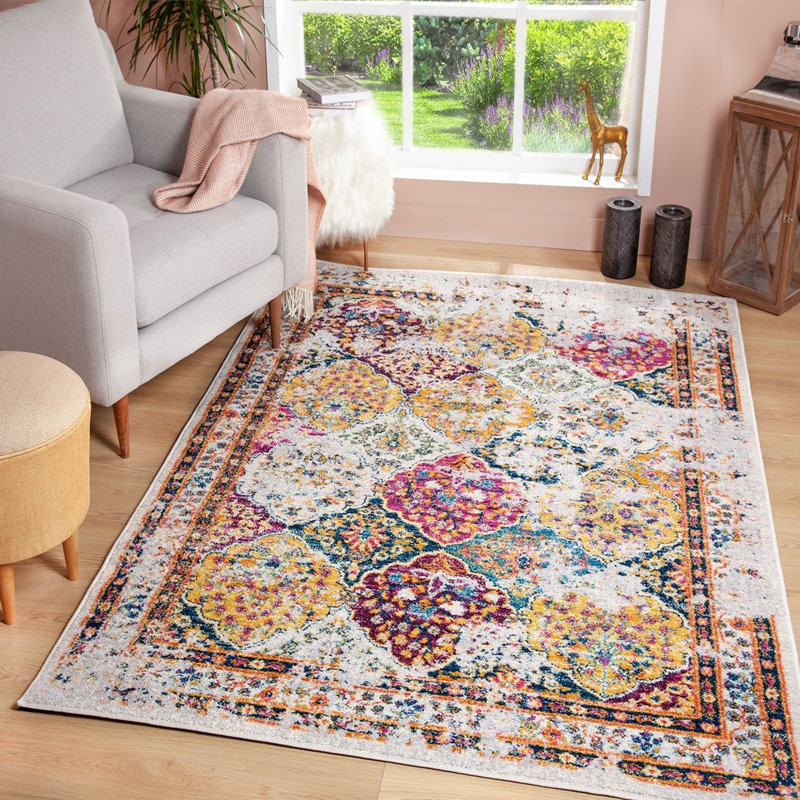 Tapis oriental lilas / orange, Rectangle 6 pi 7 po x 9 pi 2 po