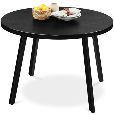 Table de salle à manger ronde de style Mid-Century 35,5 po avec pieds en acier et pieds réglables