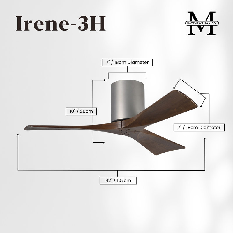 Irene Ceiling Fan, Brushed Nickel, Walnut Tone, 42"