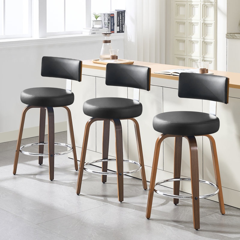 Swivel Upholstered Counter & Bar Stool, Counter Stool (26" Seat Height), Black