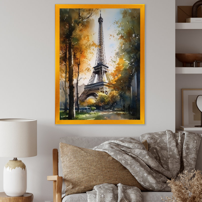«Paris On A Sunny Day I», reproduction sur toile, H 20 po x l 12 po x P 1 po, Cadre doré à une seule photo