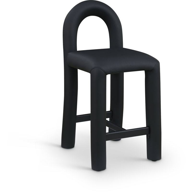 Amari Stool, Vegan Leather, Black