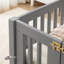 Lit de grand lit élégant avec garde-corps et porte pour enfants - gris grain de bois-879836023