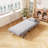  "31.5" convertible chair bed with adjustable backrest, tri-fold sofa bed with steel frame, light grey"