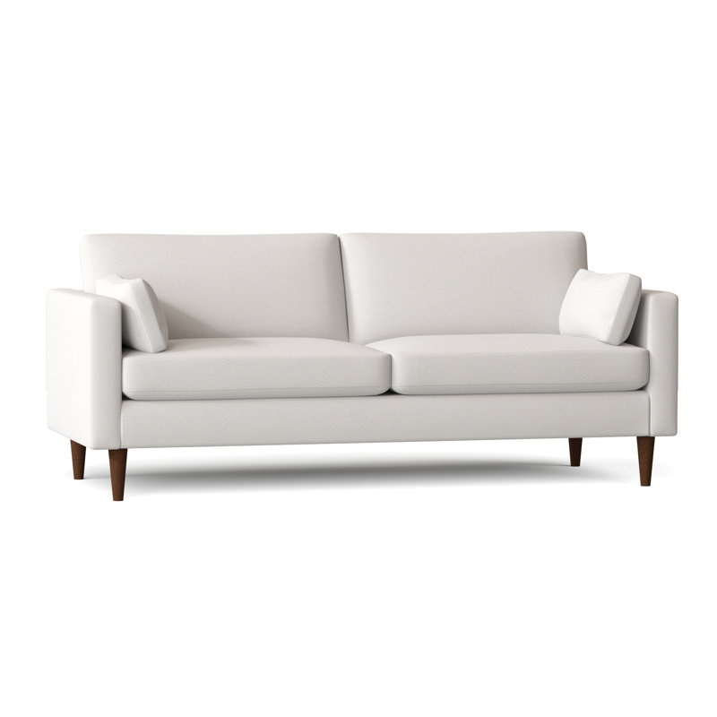 Viveros Upholstered 81'' Sofa, Snow Ivory Performance, Honey Birch