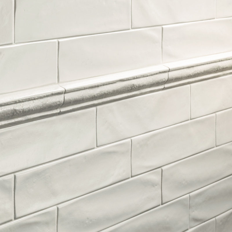 Ariya 3" x 12" Zellige Look Matte Subway Wall Tile, White Matte