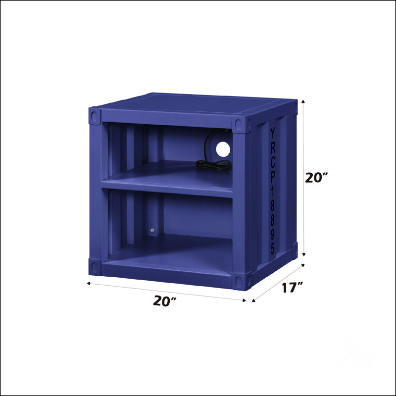 Table de chevet Cargo avec USB, Bleu