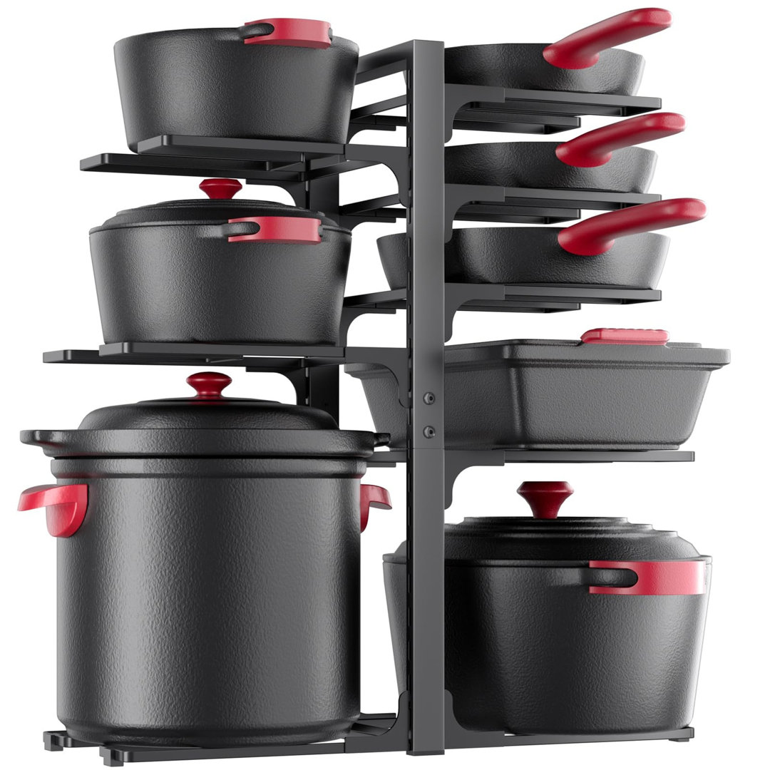 21" Height Heavy Duty Adjustable Pot Pan Organizers inside Cabinet