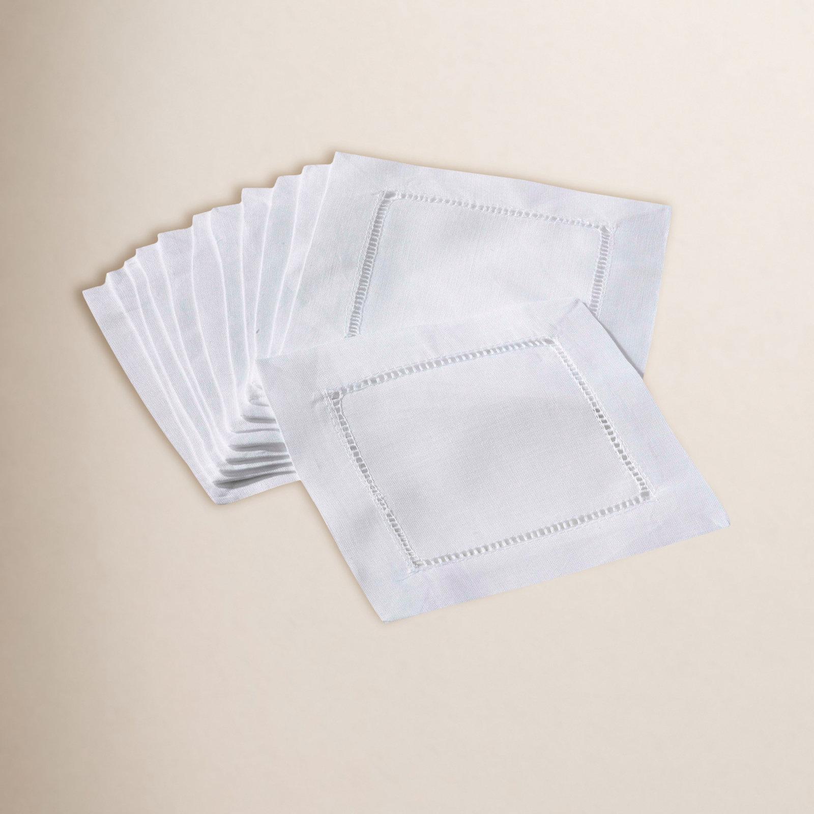 Gelder Reversible Cocktail Linen Napkin, White