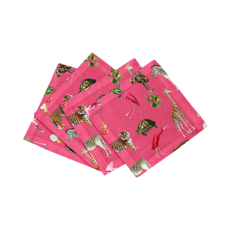 Exotix Cotton Sateen Cocktail Napkins, Cherry
