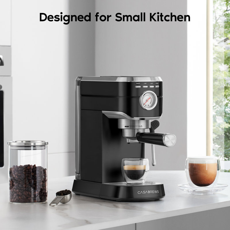 Casabrews Black Stainless Steel Automatic Espresso Machine with Steam Wand