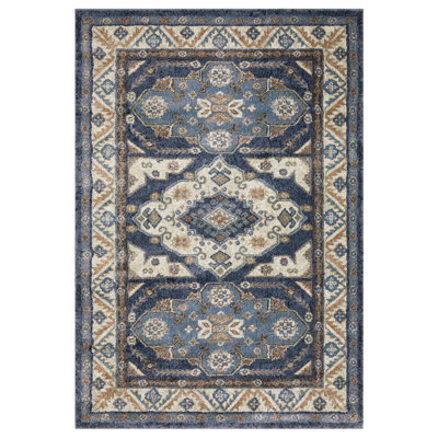 Tapis traditionnel bleu / rouille Genesis Triple Medallion