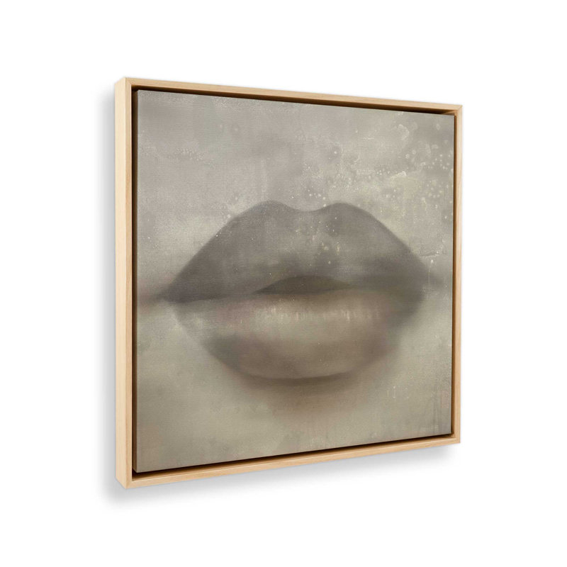 Whispered Kiss sépia (carré) par Golden Glow Interiors, Cadre américain en érable flottant, H 18 po x l 18 po x P 1,75 po