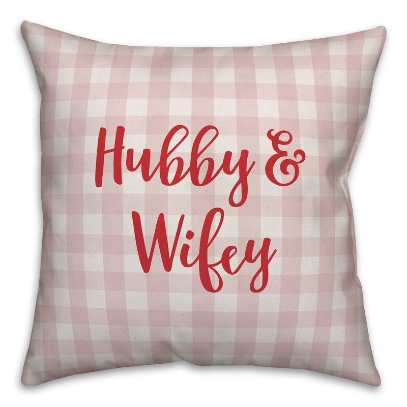  Coussin Hubby and Wifey, Rose / Rouge, Housse de coussin