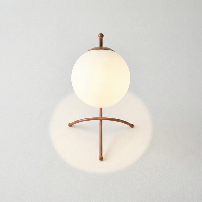 Lampe globe en verre orbitale, Porcelaine, Cuivre