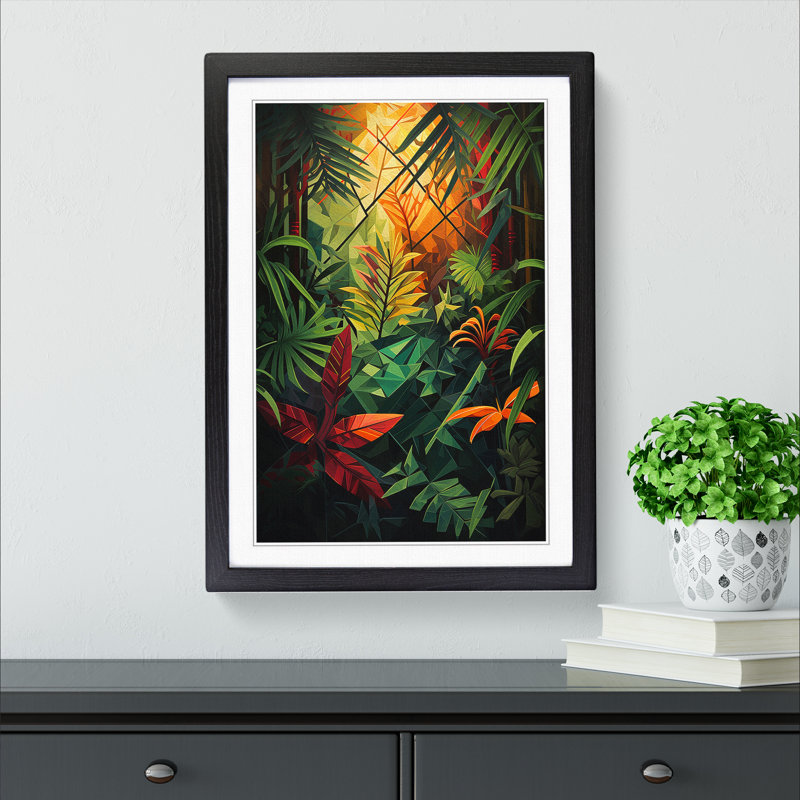 Jungle Geometric Art - Framed Print, Black, 46cm H x 34cm W x 2cm D