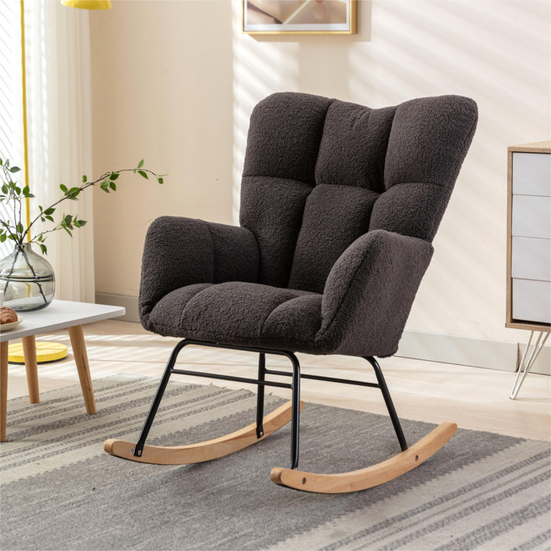Filippone Rocking Chair, Dark Grey Teddy