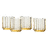 Fortessa Mahalo Stackable Glass, 11 Oz. Double Old Fashioned (Set of 4), Ginger Gold
