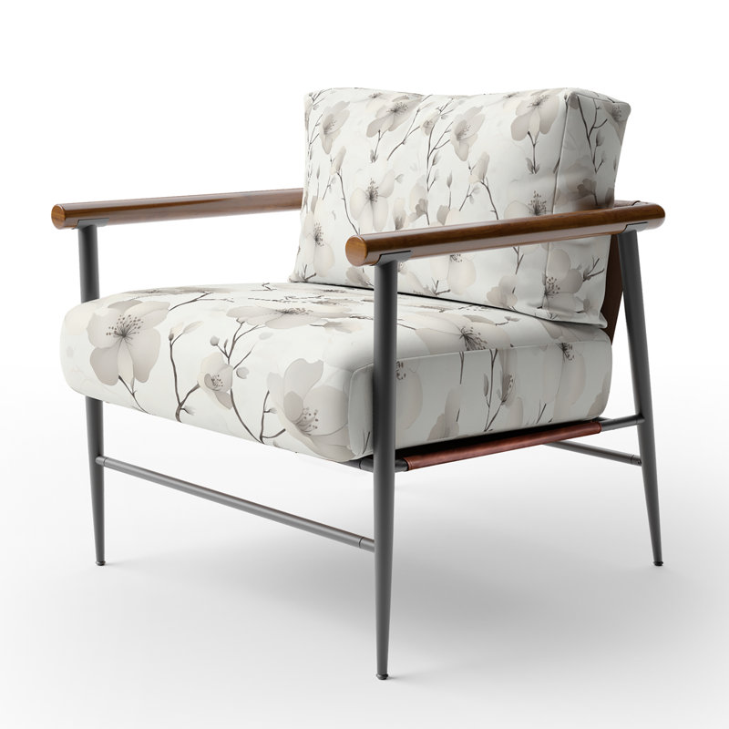 Chaise d'appoint Floral, Bras ronds bruns