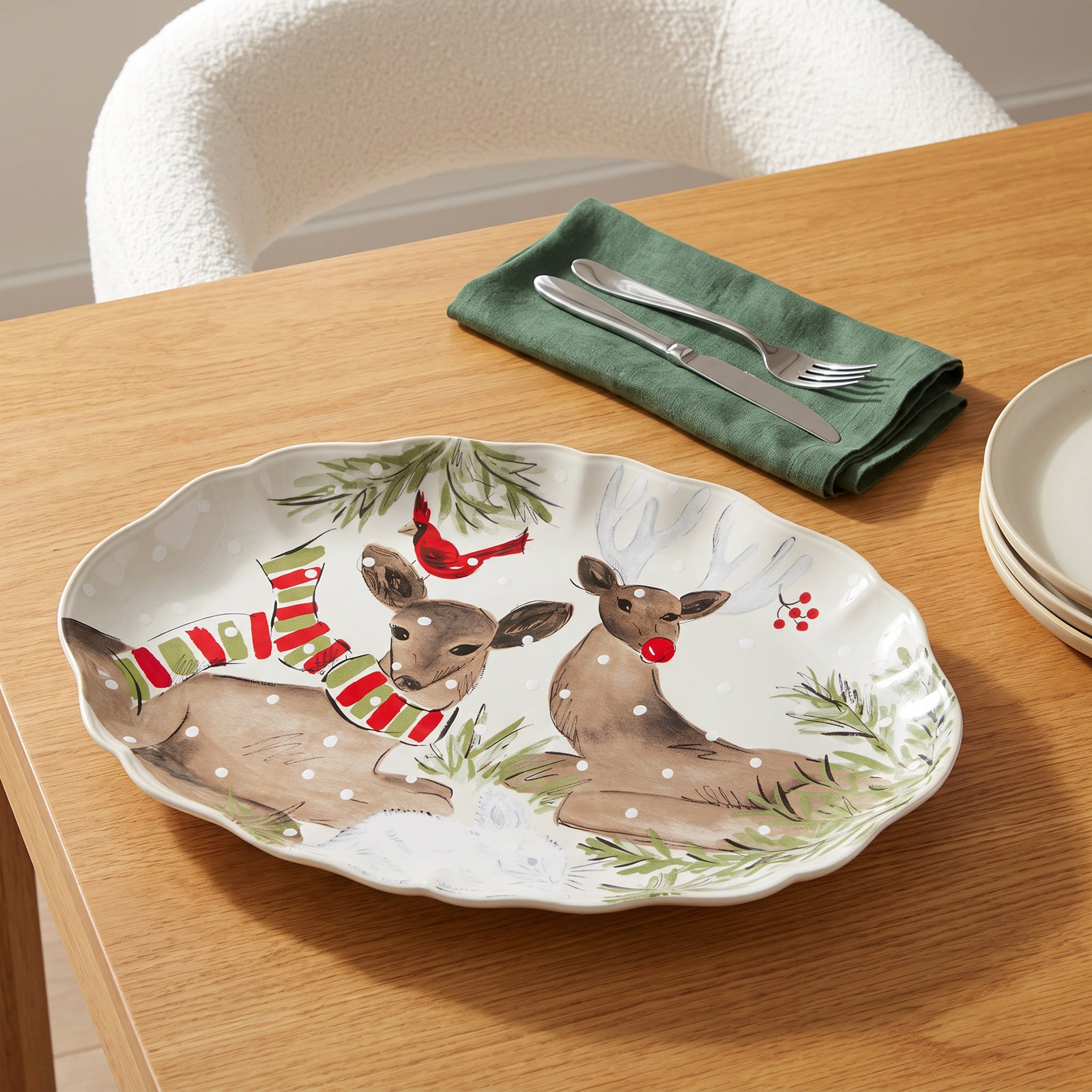 Deer Friends Oval Platter