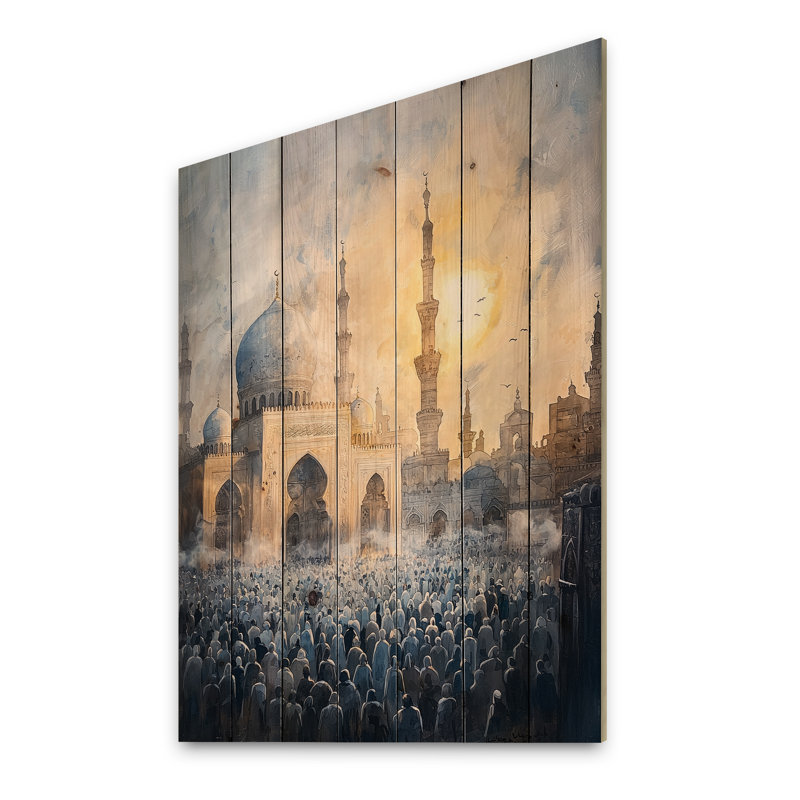 «Prayer Time», Égypte, Égypte - impression sur bois bleu de pin naturel, H 20 po x l 10 po