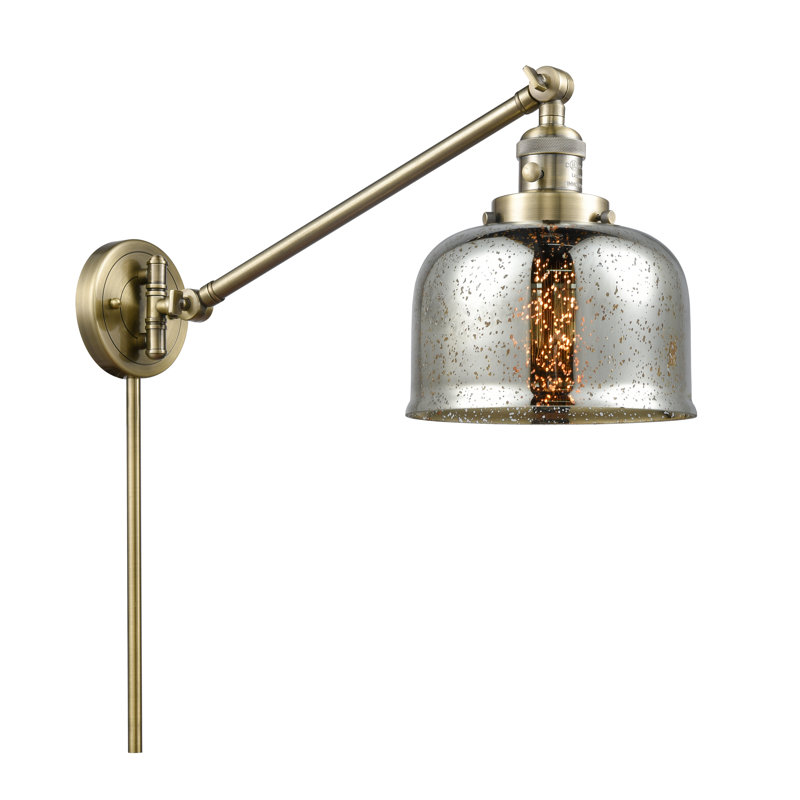 Bras pivotant à 1 lumière à intensité variable Talton, Laiton antique, Argent mercuré plaqué, Ampoule non incluse