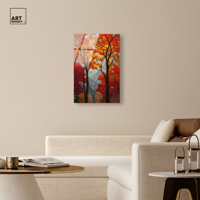 «Pixelated Pines II», reproduction d'art acrylique sur toile par Art Remedy, prête à être accrochée, 24 x 36