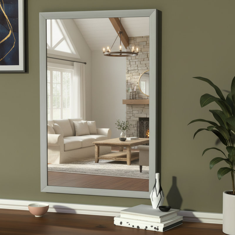 Standard Nickel-Plated Rectangular Wall-Mounted Mirror