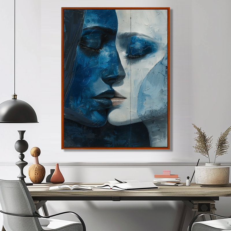 Astrologie blanche blanche et bleue, abstraction des Gémeaux - astronomie, décoration murale Gémeaux, Cadre flottant brun