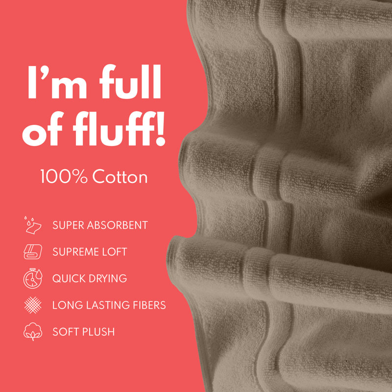 100% Cotton Bath Mat, 34", 22", Beige