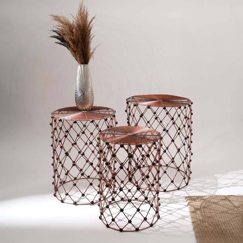 Ensemble de 3 tabourets gigognes Rustic Charm