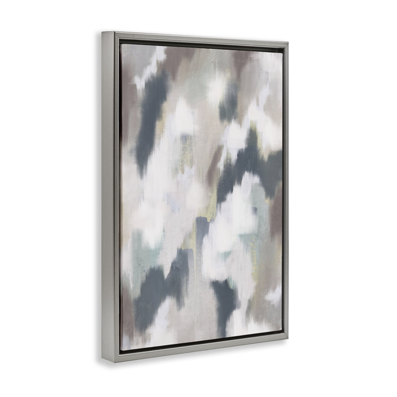 Cadre flottant abstrait Space Of Time, design par J: L Design, H 25 po x l 17 po, Cadre flottant gris lustré