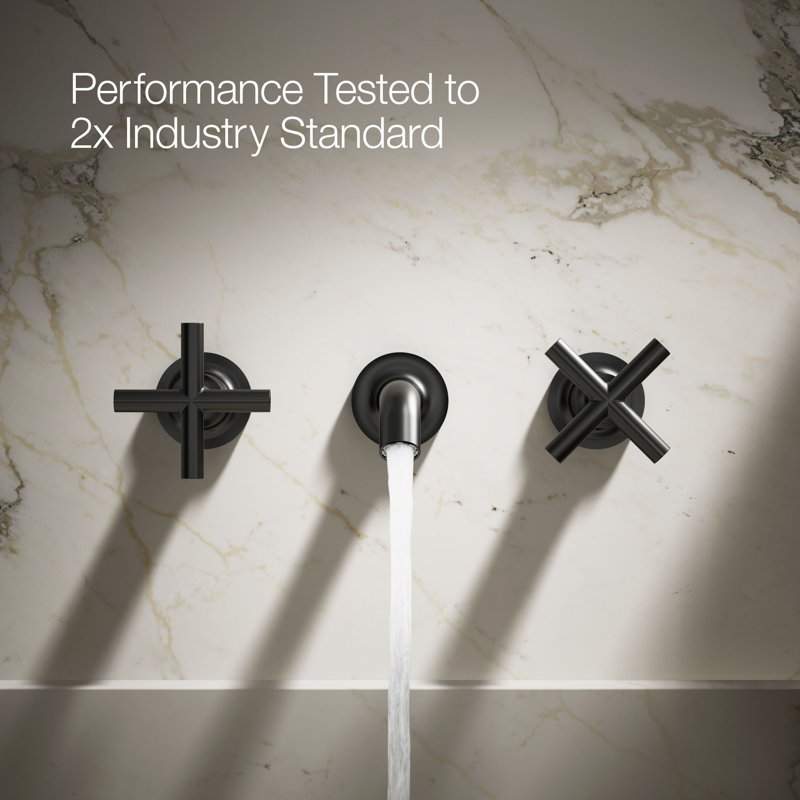Purist® Wall-Mounted Bathroom Faucet, Cross Handle, Matte Black