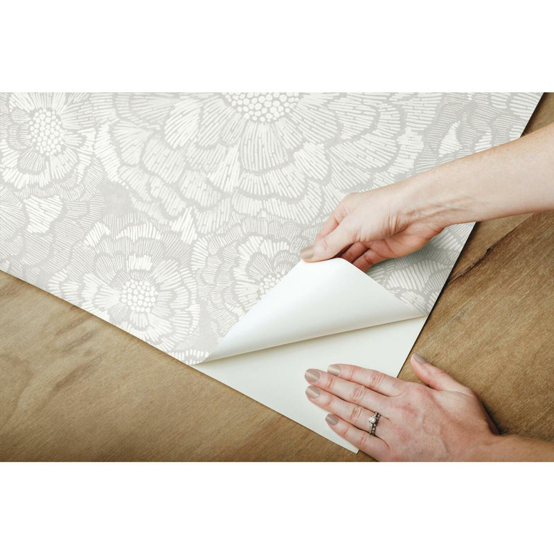 Peel & Stick Floral Roll, Gray/White